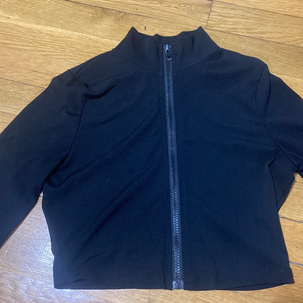 Athletic black zip up top